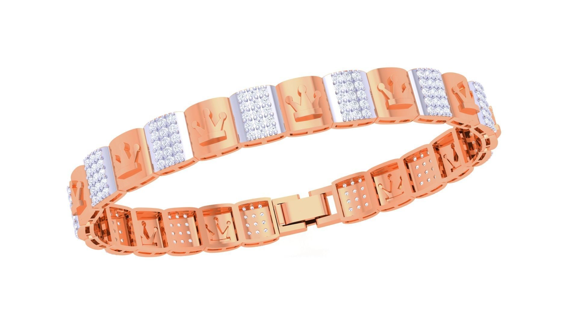 Crown Luxury Chain Style Unisex Diamond Bracelet 3dm renders 3D print model_7