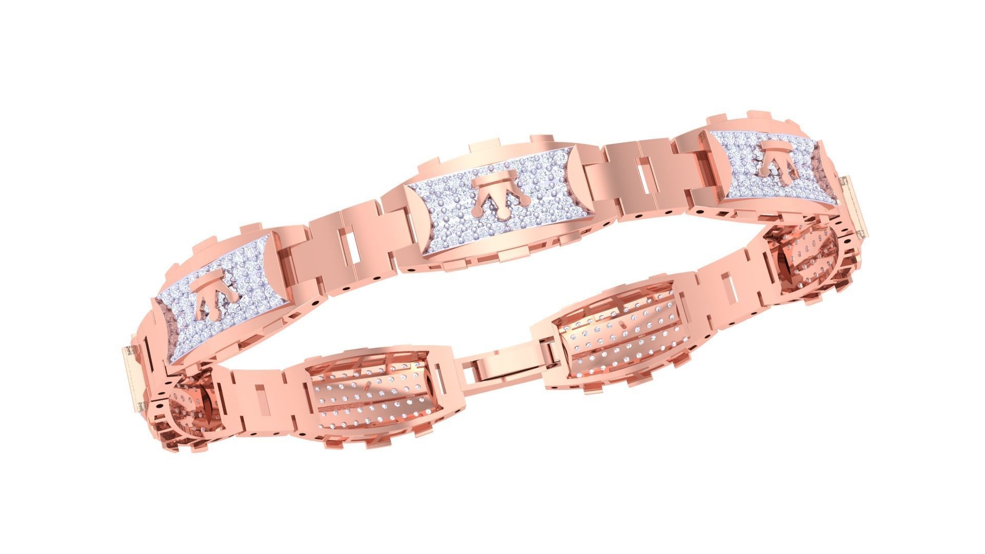 Crown Luxury Chain Style Unisex Diamond Bracelet 3dm renders 3D print model_3