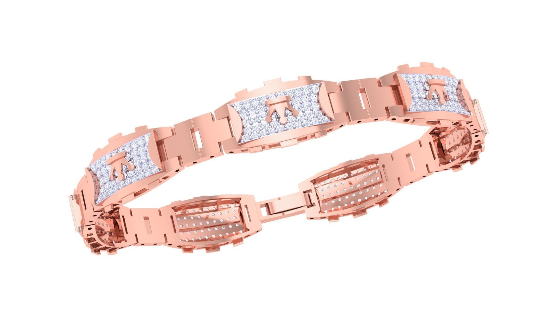 Crown Luxury Chain Style Unisex Diamond Bracelet 3dm renders 3D print model_6