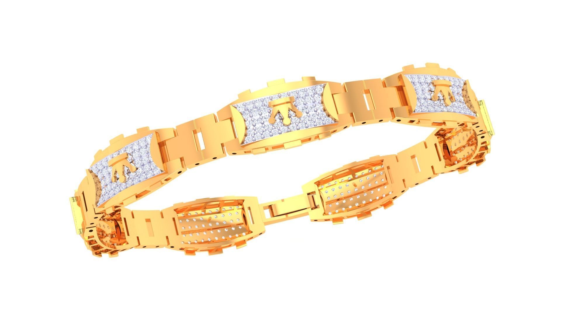 Crown Luxury Chain Style Unisex Diamond Bracelet 3dm renders 3D print model_5