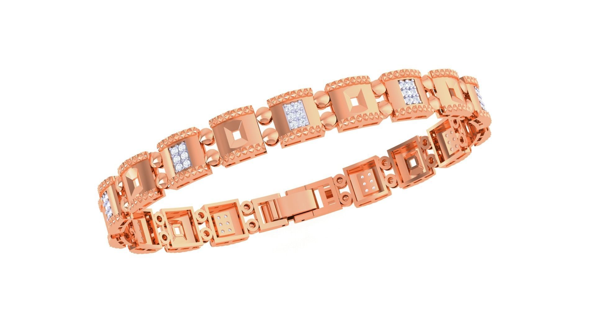 Chain Style Unisex Diamond Bracelet 3dm renders 3D print model_8