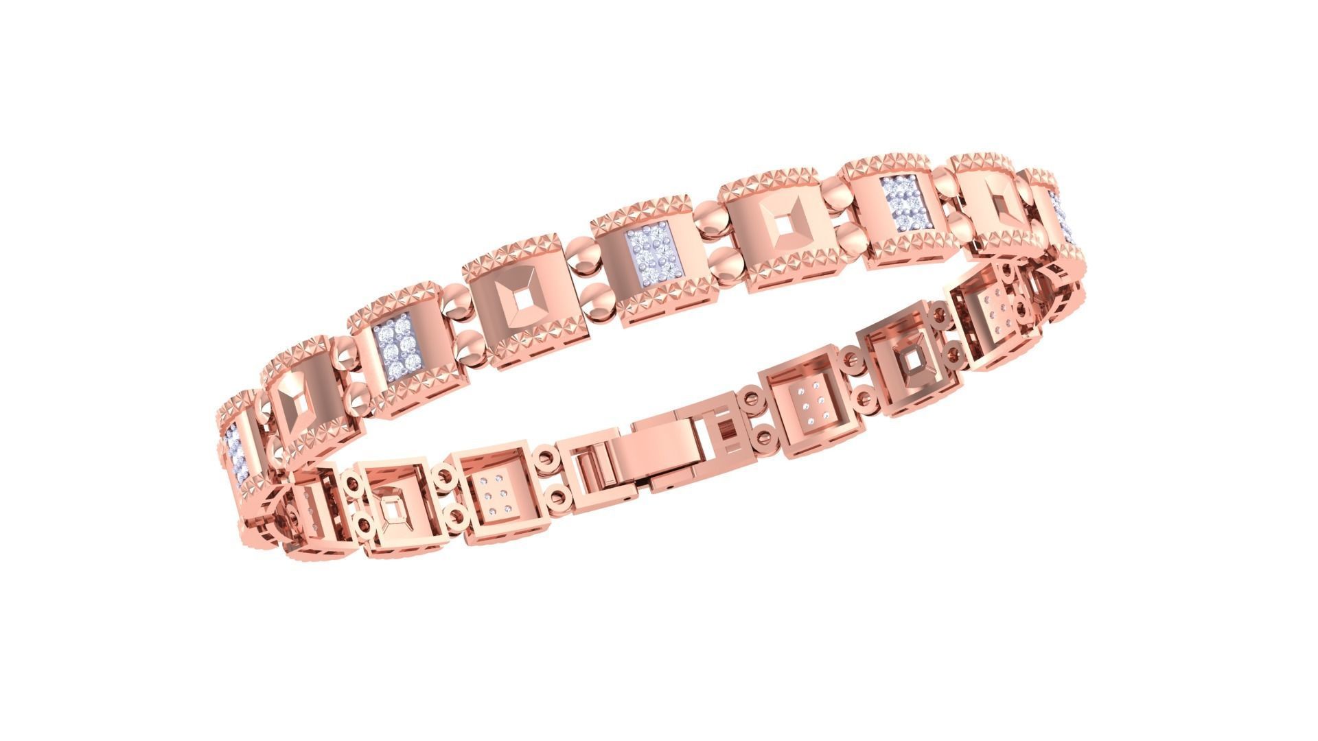 Chain Style Unisex Diamond Bracelet 3dm renders 3D print model_3