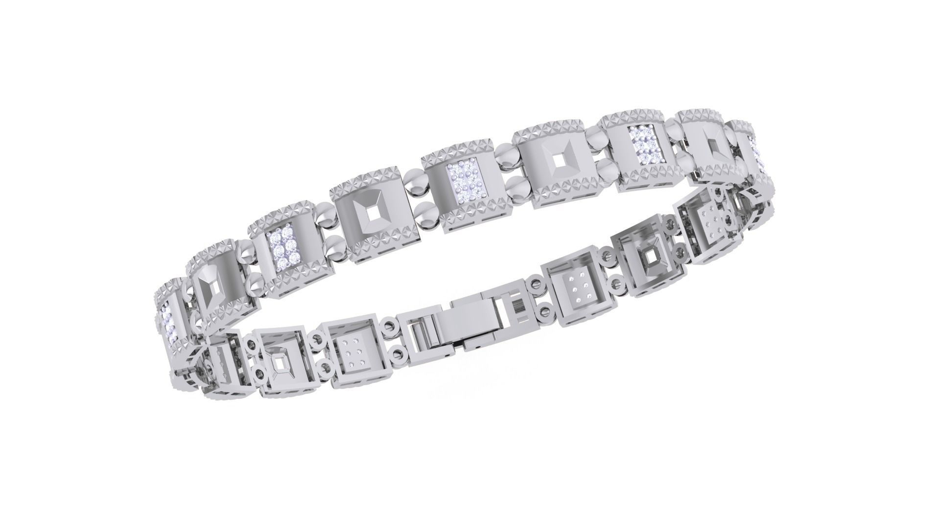 Chain Style Unisex Diamond Bracelet 3dm renders 3D print model_7