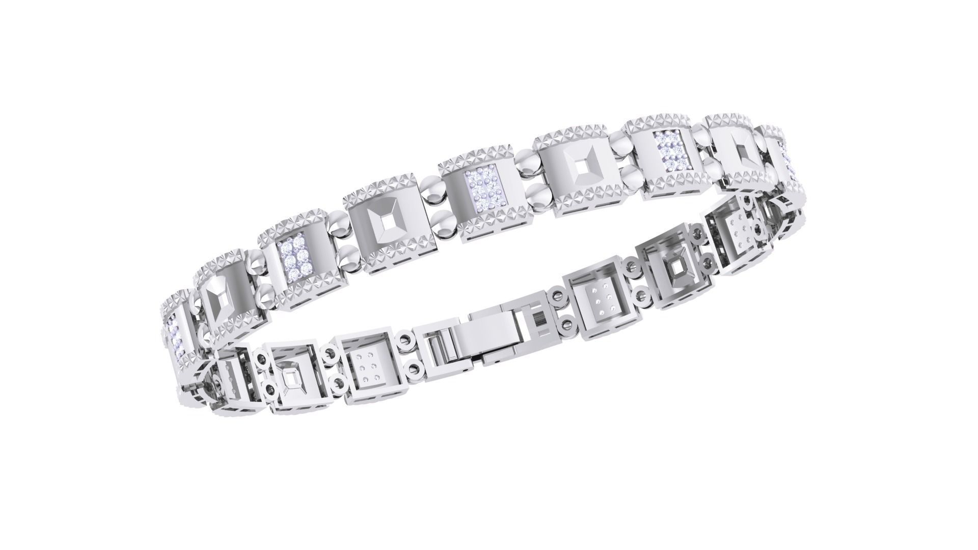 Chain Style Unisex Diamond Bracelet 3dm renders 3D print model_4