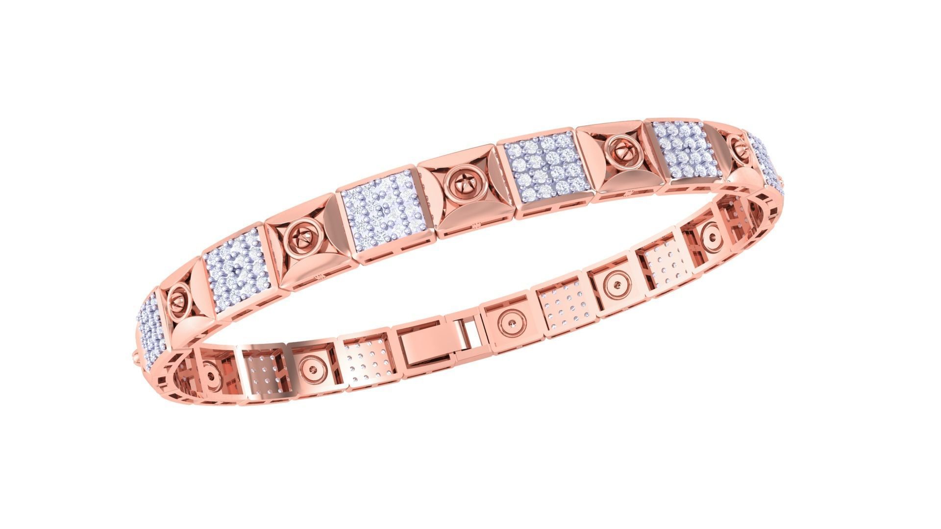 Screw Head Chain Style Unisex Diamond Bracelet 3dm renders 3D print model_6