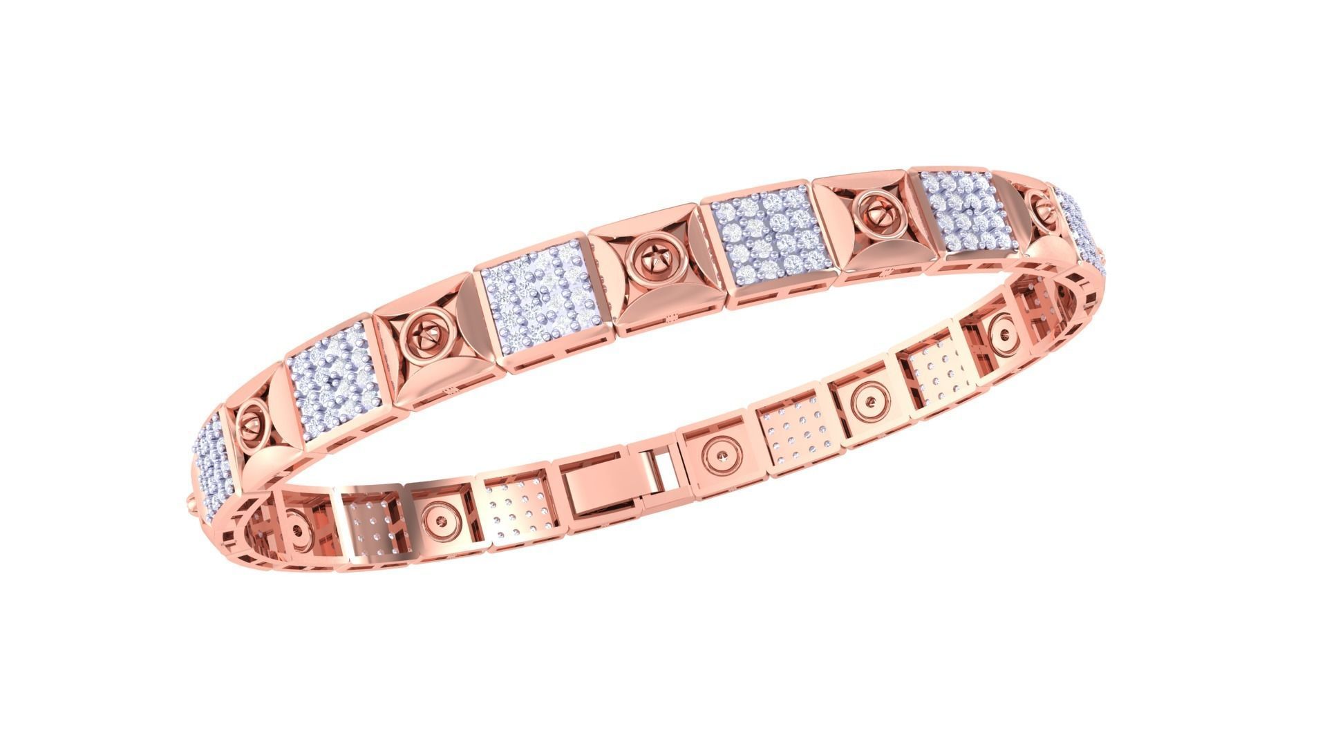 Screw Head Chain Style Unisex Diamond Bracelet 3dm renders 3D print model_3