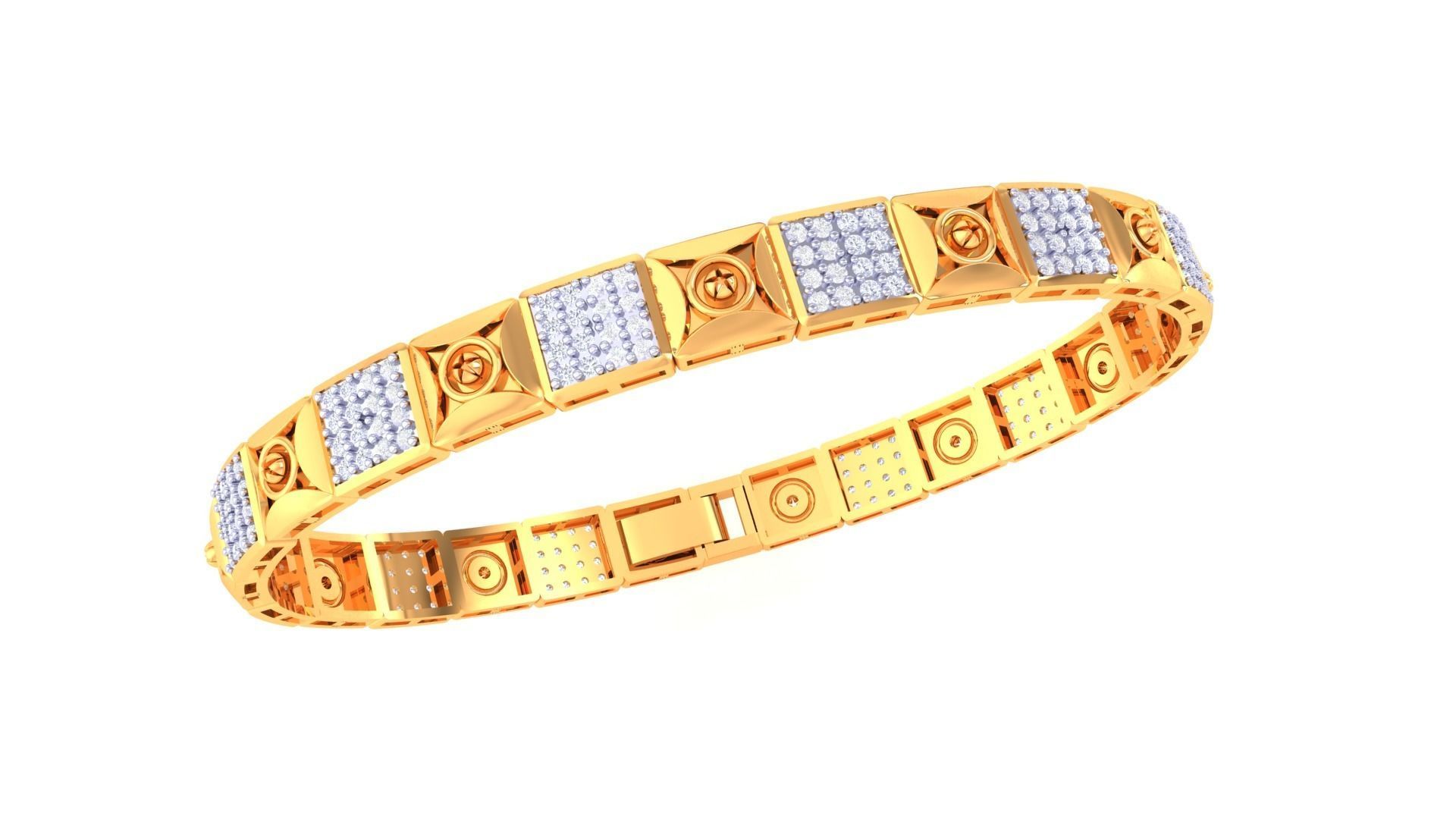 Screw Head Chain Style Unisex Diamond Bracelet 3dm renders 3D print model_5