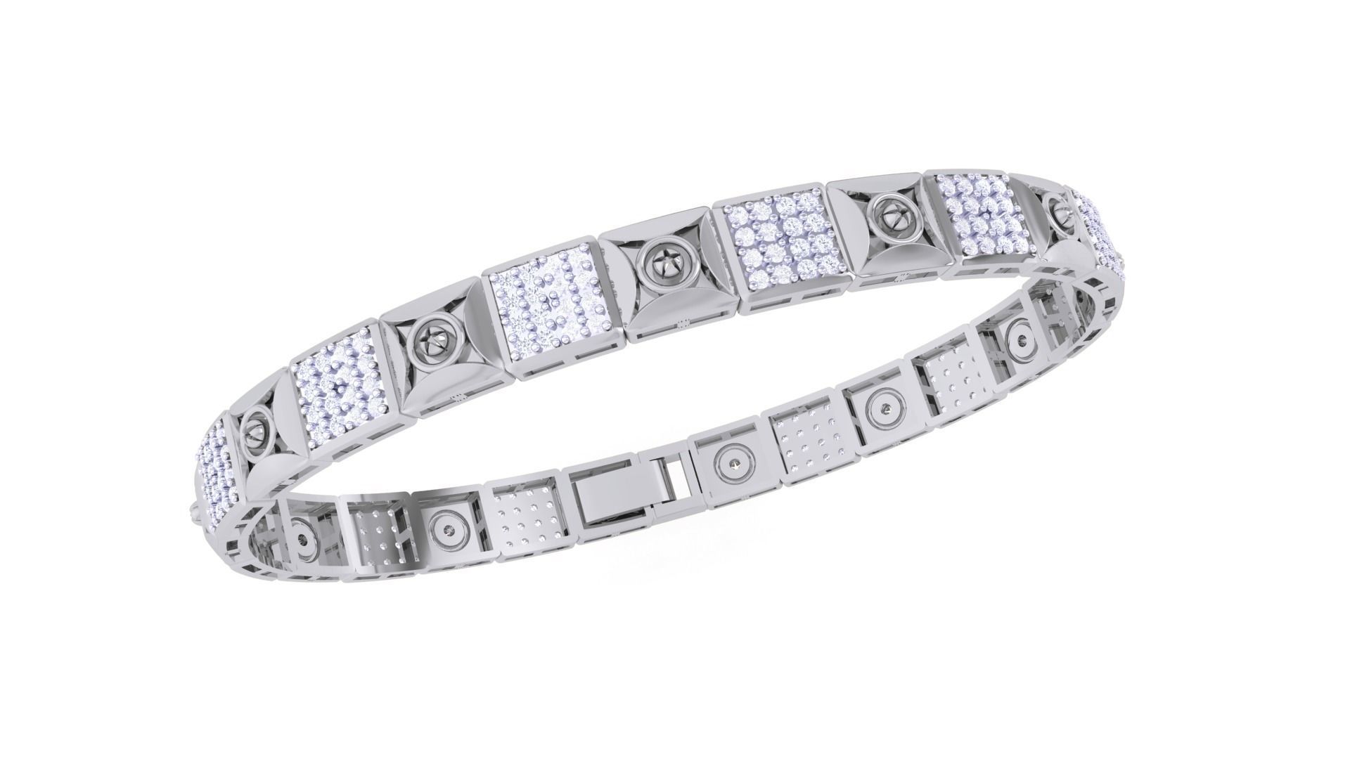 Screw Head Chain Style Unisex Diamond Bracelet 3dm renders 3D print model_7