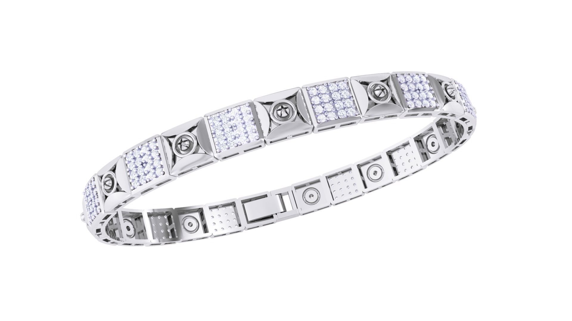 Screw Head Chain Style Unisex Diamond Bracelet 3dm renders 3D print model_4