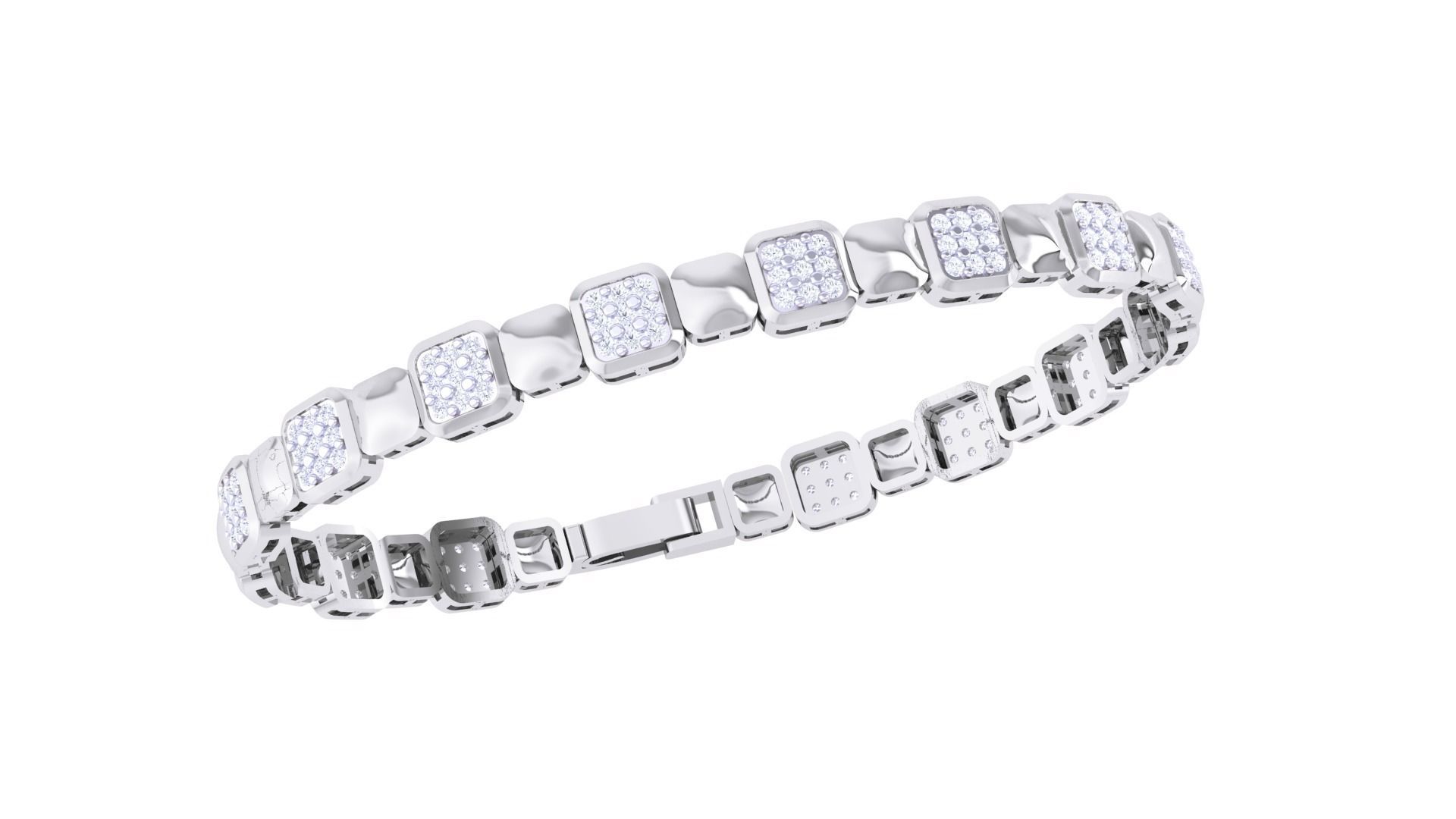 Small Dots Diamond Head Chain Style Unisex Diamond Bracelet 3dm 3D print model_4