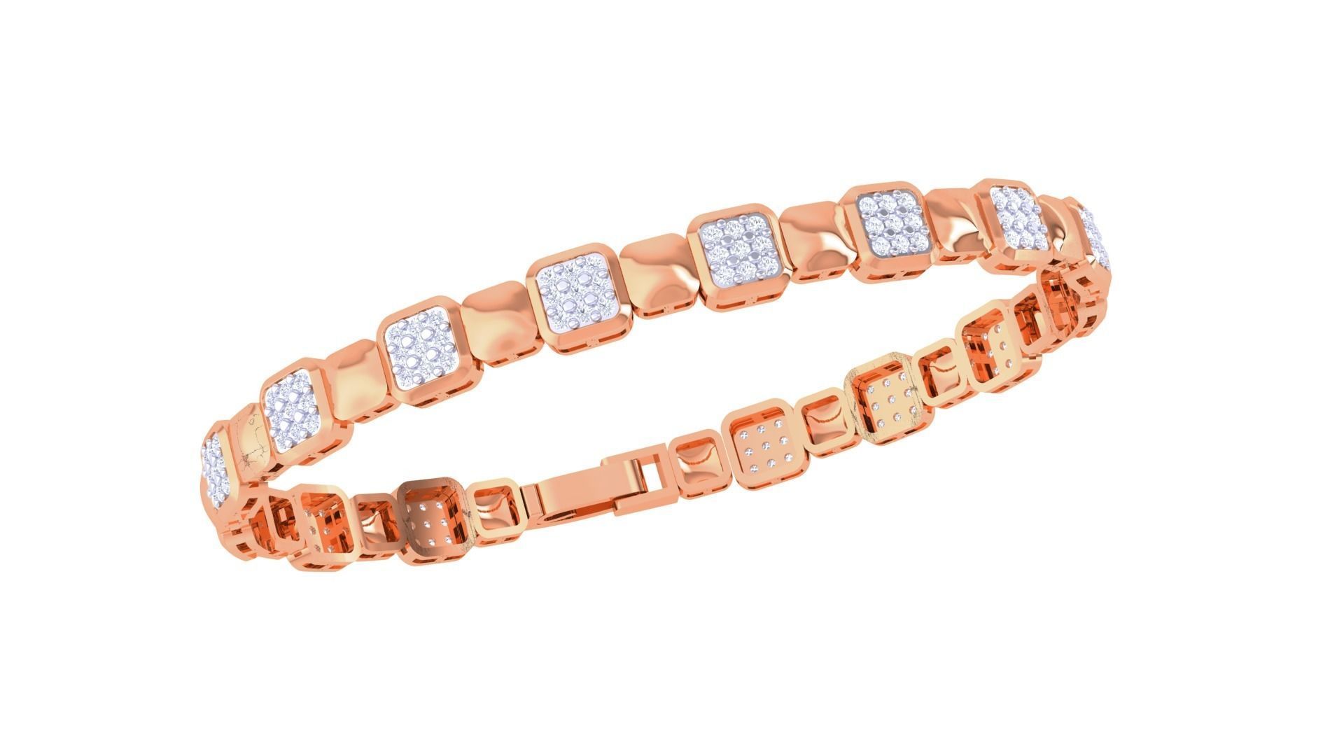 Small Dots Diamond Head Chain Style Unisex Diamond Bracelet 3dm 3D print model_11