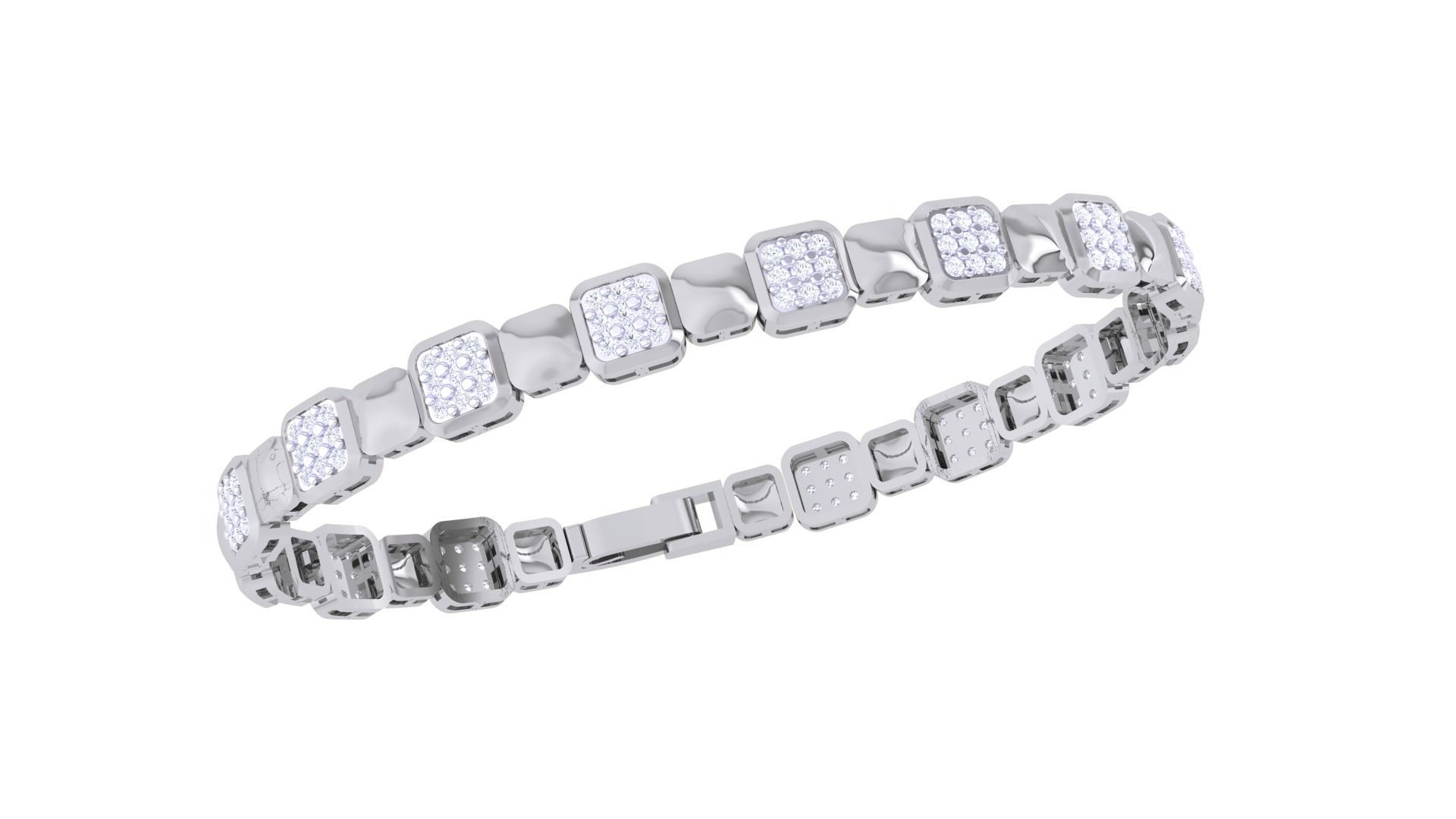Small Dots Diamond Head Chain Style Unisex Diamond Bracelet 3dm 3D print model_10