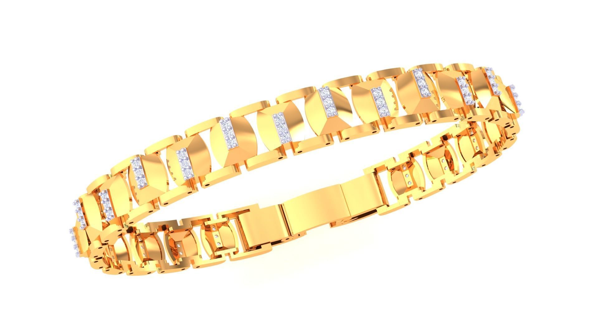 Chain Style Unisex Diamond Bracelet 3dm renders 3D print model_5