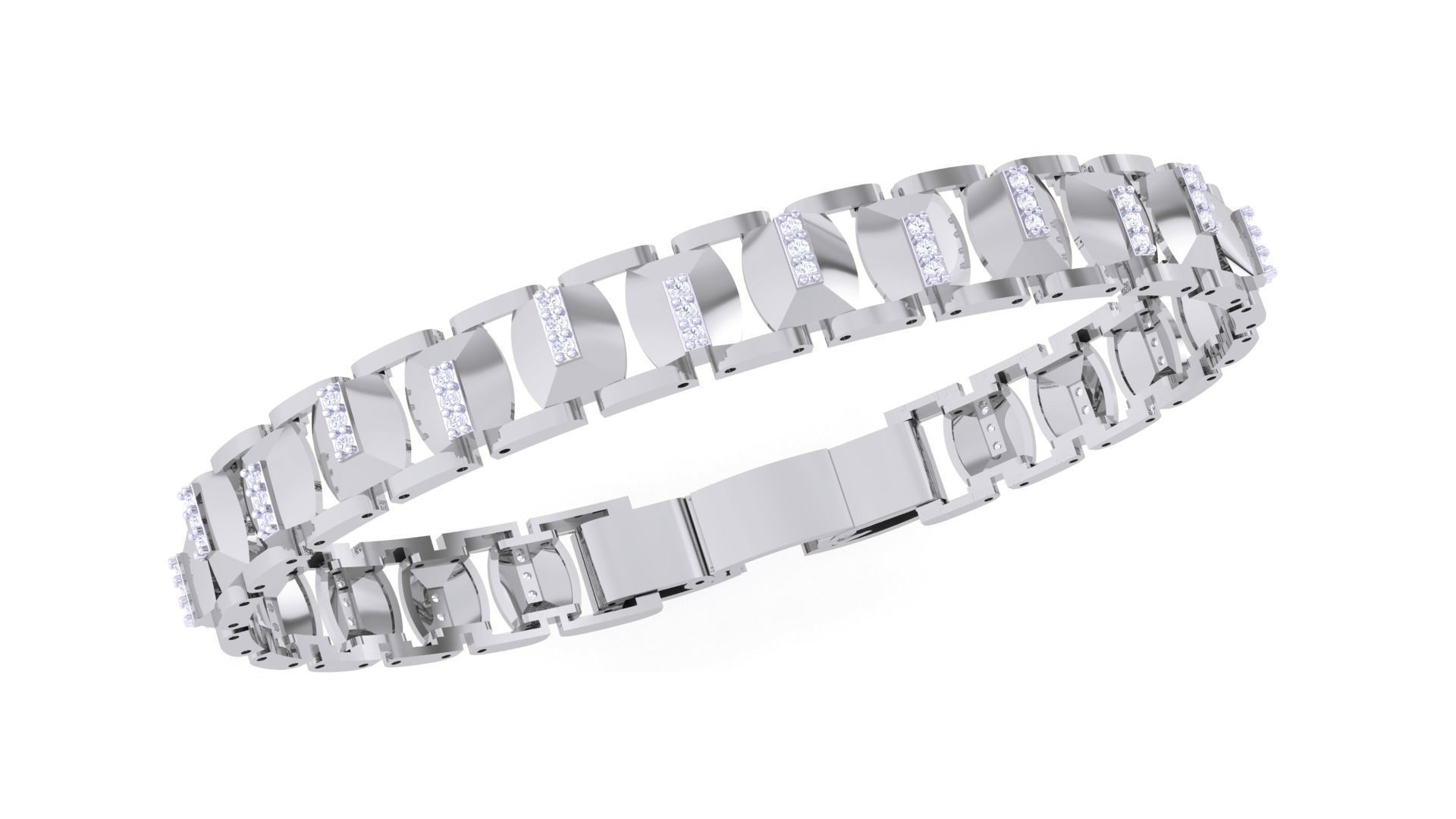 Chain Style Unisex Diamond Bracelet 3dm renders 3D print model_7