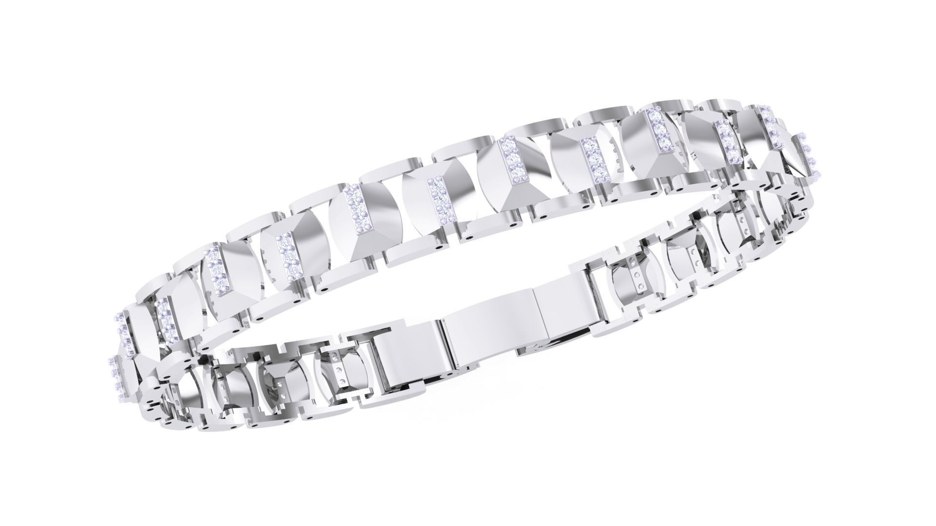 Chain Style Unisex Diamond Bracelet 3dm renders 3D print model_4