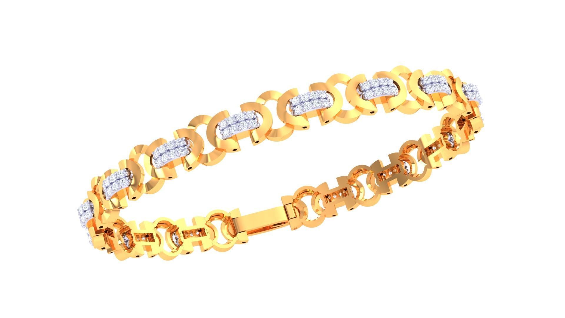 Chain Style Unisex Diamond Bracelet 3dm renders  3D print model_5