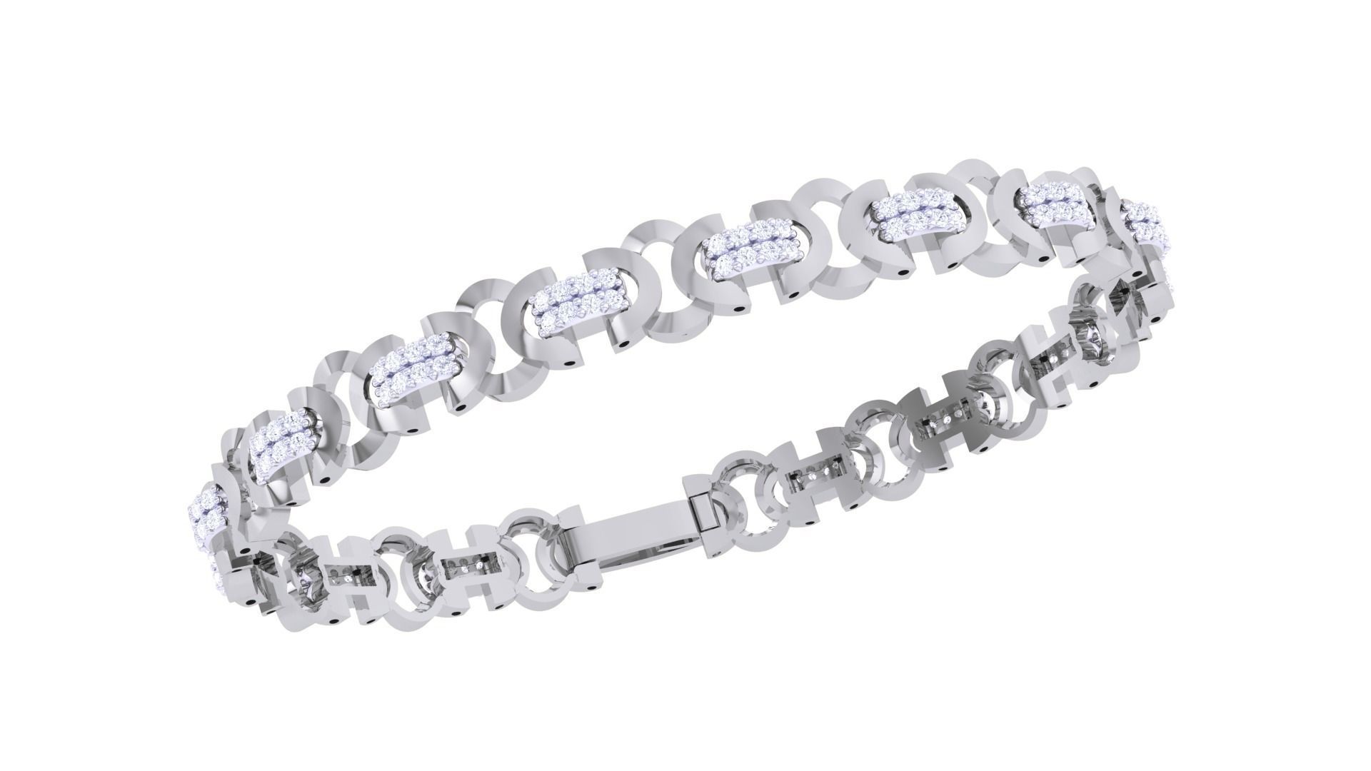 Chain Style Unisex Diamond Bracelet 3dm renders  3D print model_7