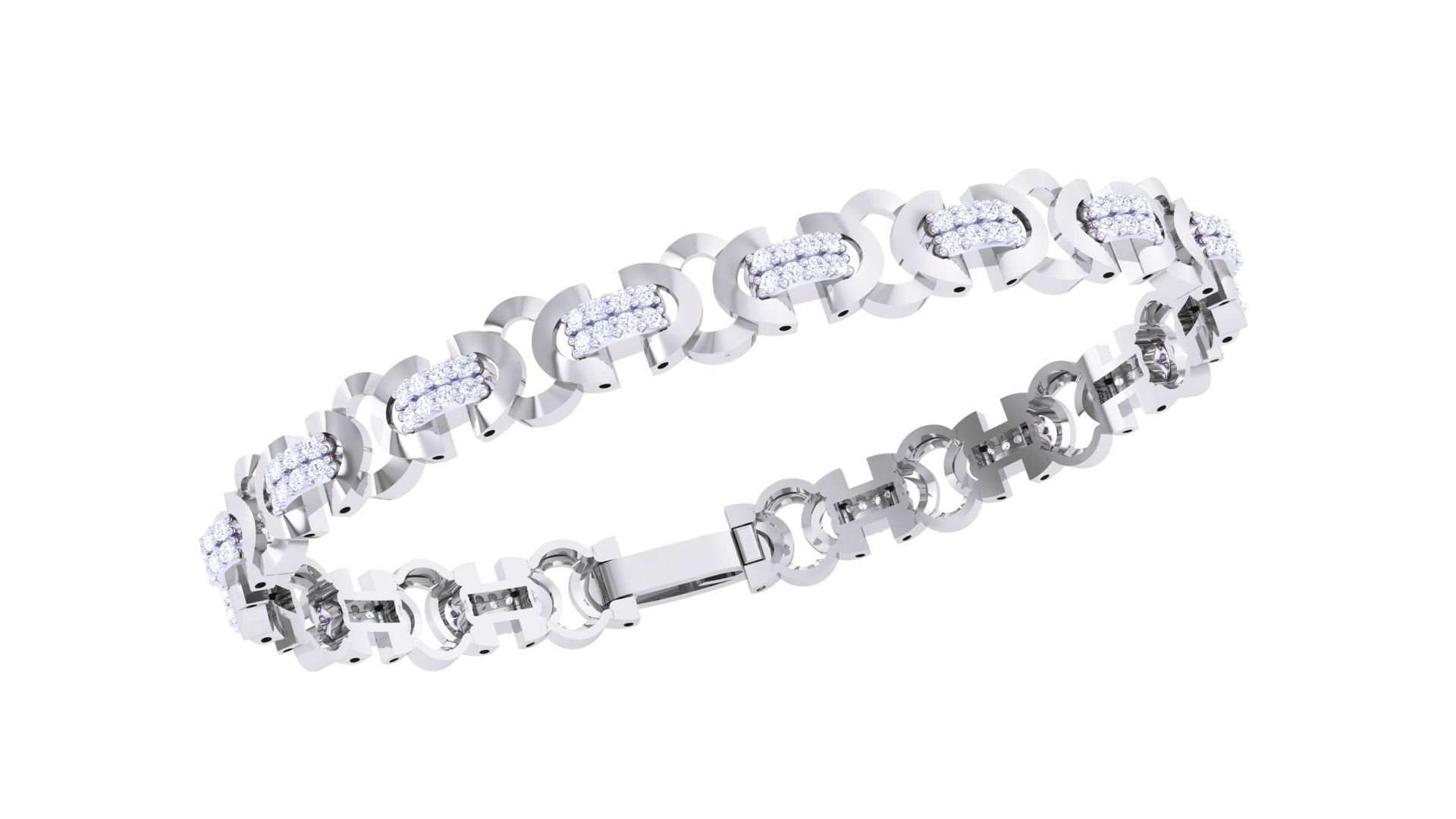 Chain Style Unisex Diamond Bracelet 3dm renders  3D print model_4