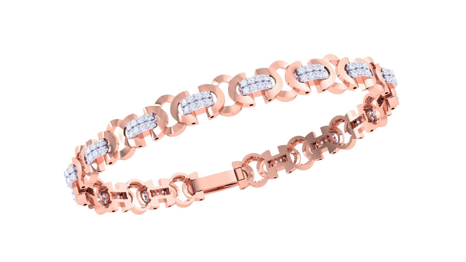 Chain Style Unisex Diamond Bracelet 3dm renders  3D print model_6