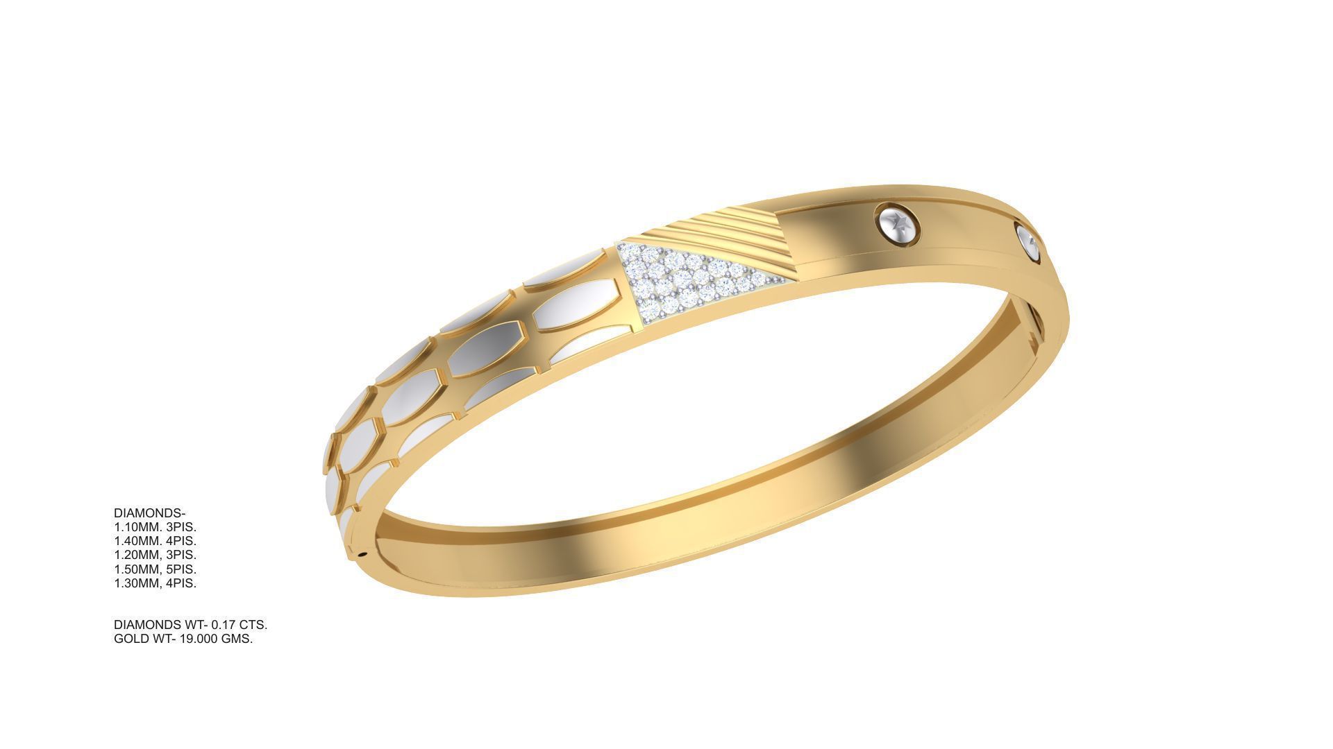 Screw Head Solid Diamond Unisex Bracelets 3dm stl renders obj  3D print model_5