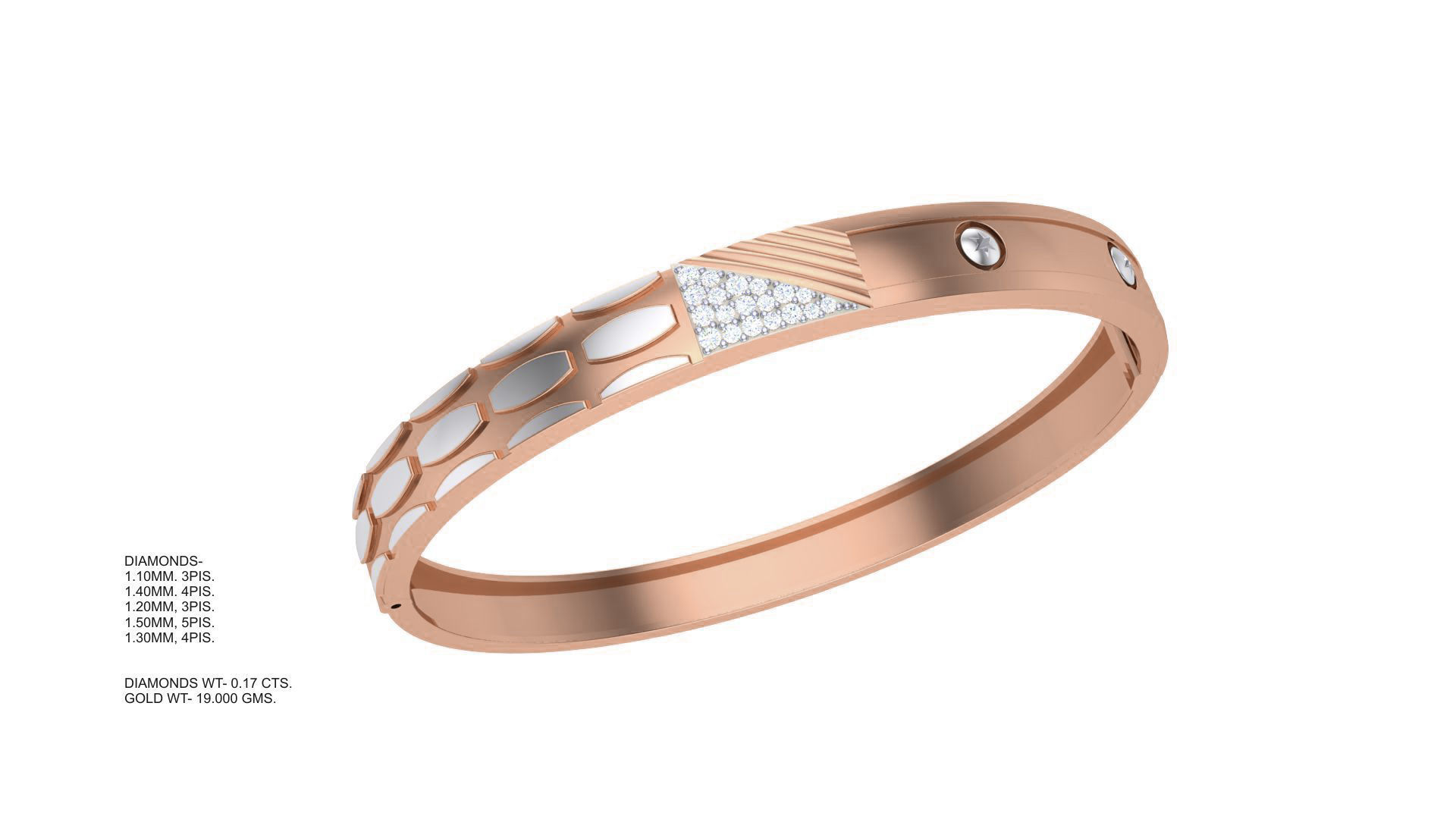 Screw Head Solid Diamond Unisex Bracelets 3dm stl renders obj  3D print model_3