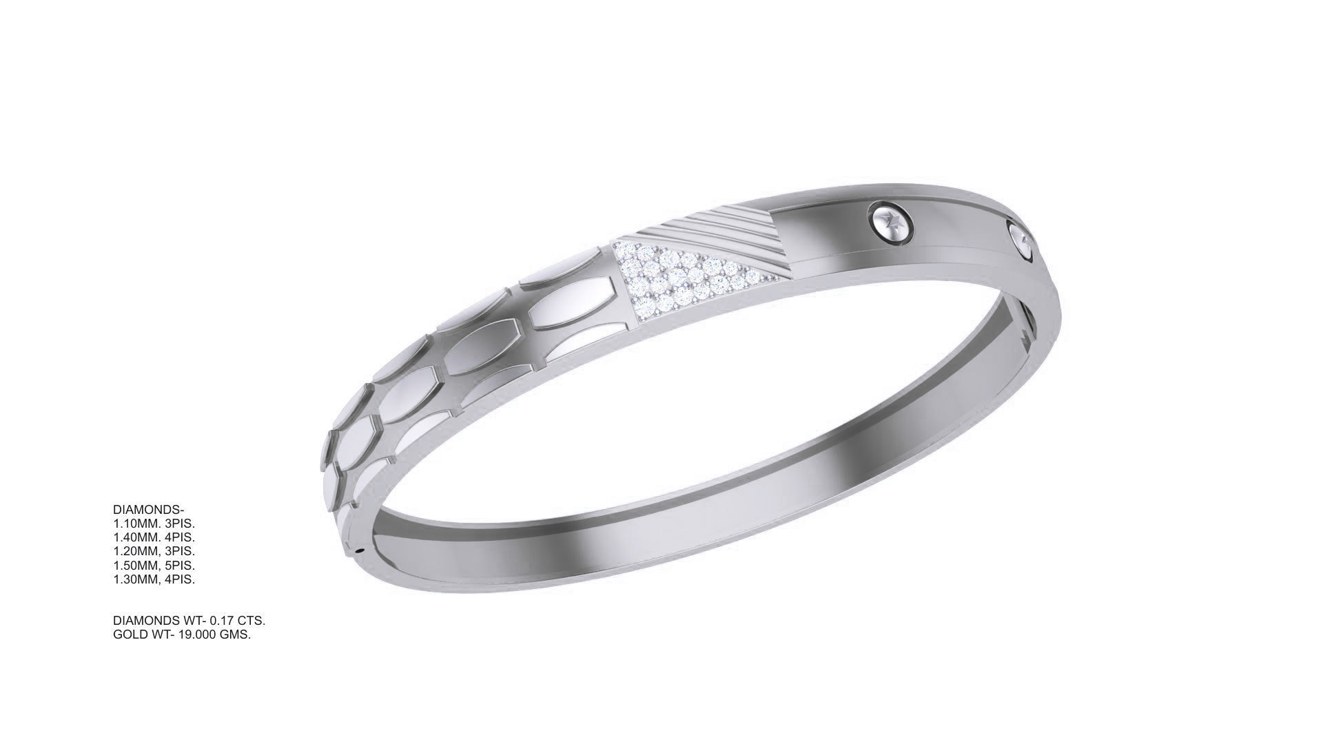 Screw Head Solid Diamond Unisex Bracelets 3dm stl renders obj  3D print model_4