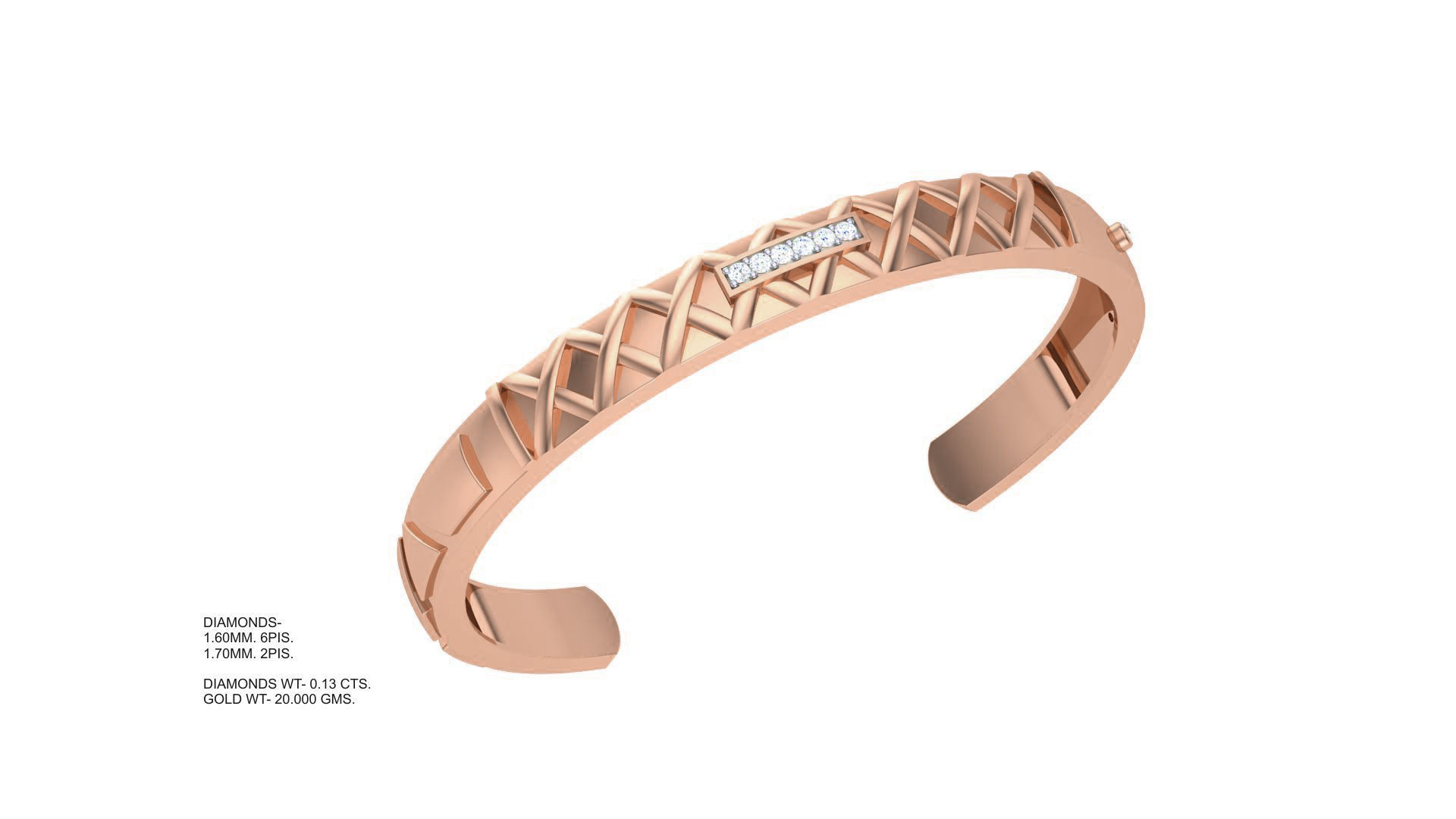 Mesh Solid Diamond Unisex Bracelets 3dm stl renders obj gltf glb 3D print model_5