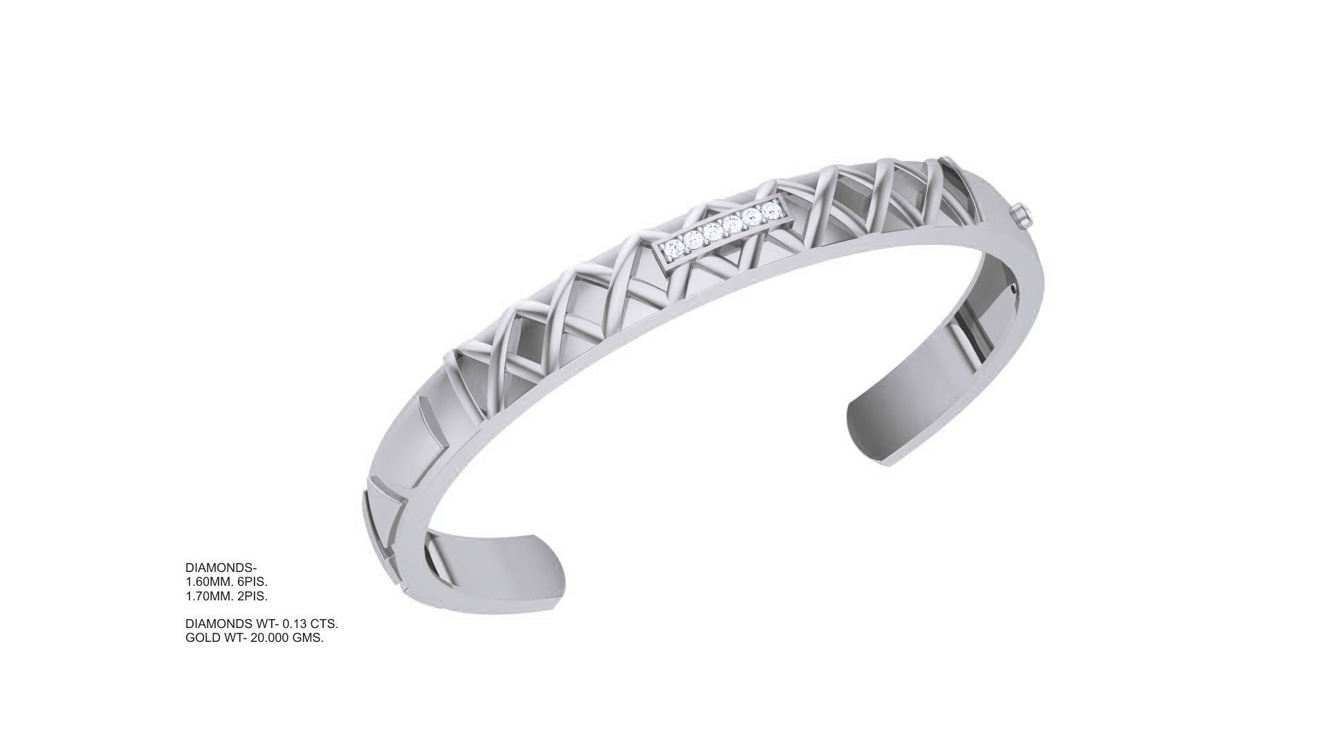 Mesh Solid Diamond Unisex Bracelets 3dm stl renders obj gltf glb 3D print model_4