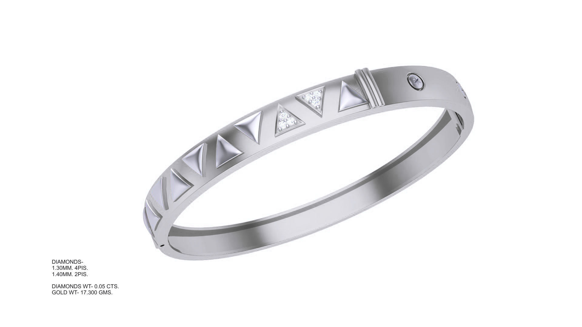 Screw Head Solid Diamond Unisex Bracelets 3dm stl renders obj 3D print model_5