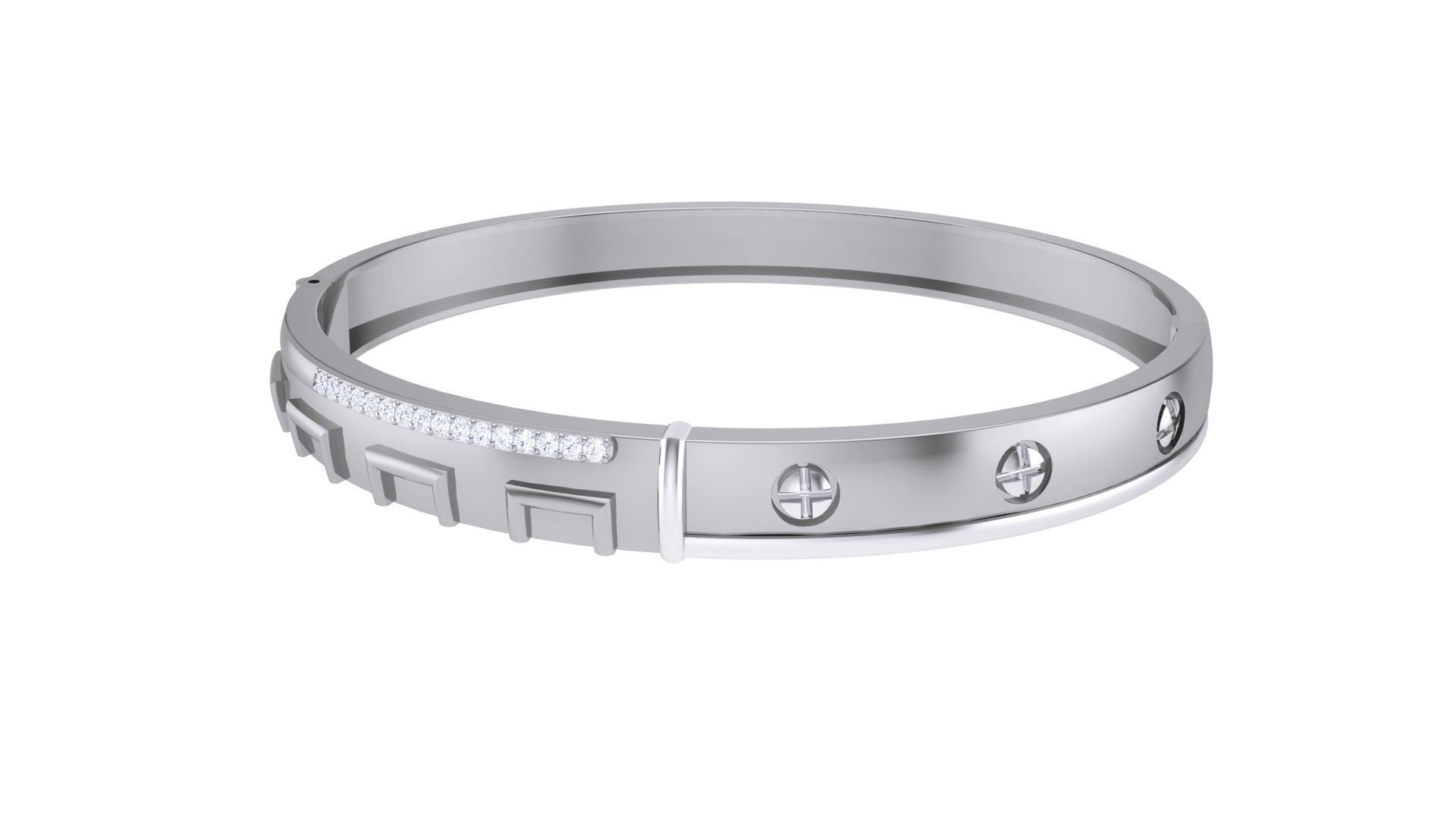 Screw Head Solid Diamond Unisex Bracelets 3dm stl renders obj 3D print model_13