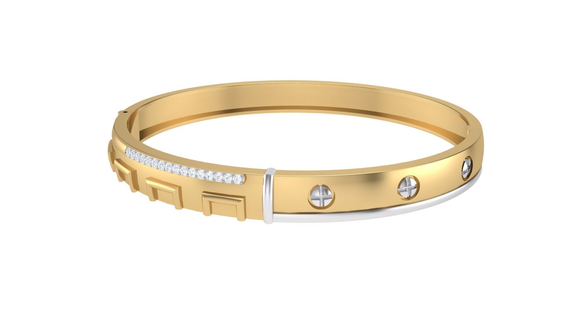 Screw Head Solid Diamond Unisex Bracelets 3dm stl renders obj 3D print model_12
