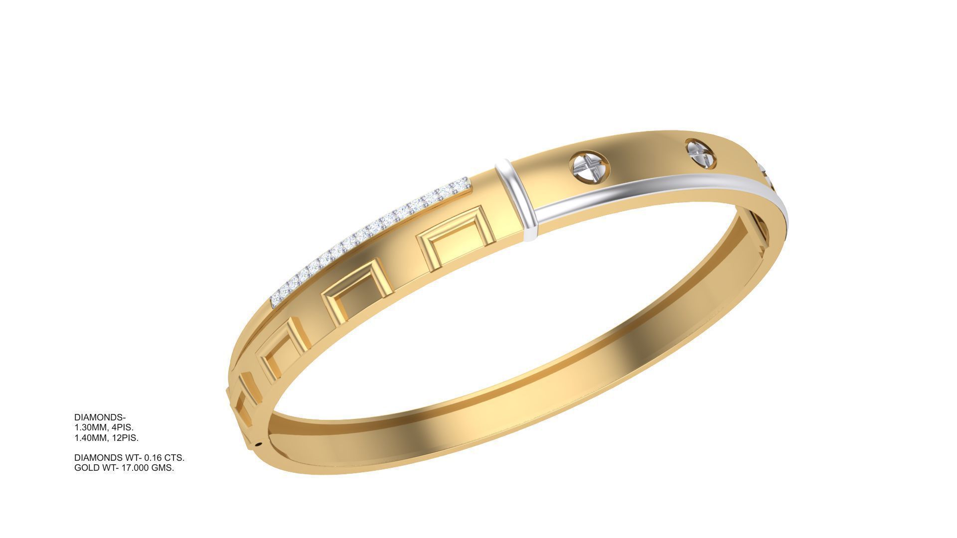 Screw Head Solid Diamond Unisex Bracelets 3dm stl renders obj 3D print model_3