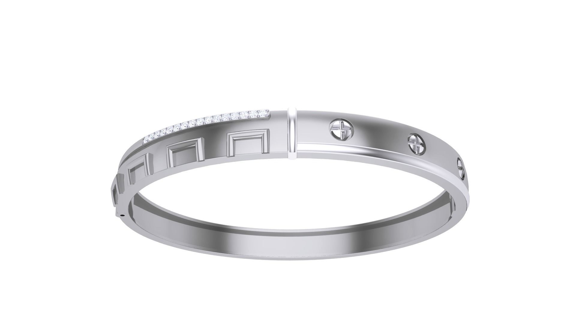 Screw Head Solid Diamond Unisex Bracelets 3dm stl renders obj 3D print model_7