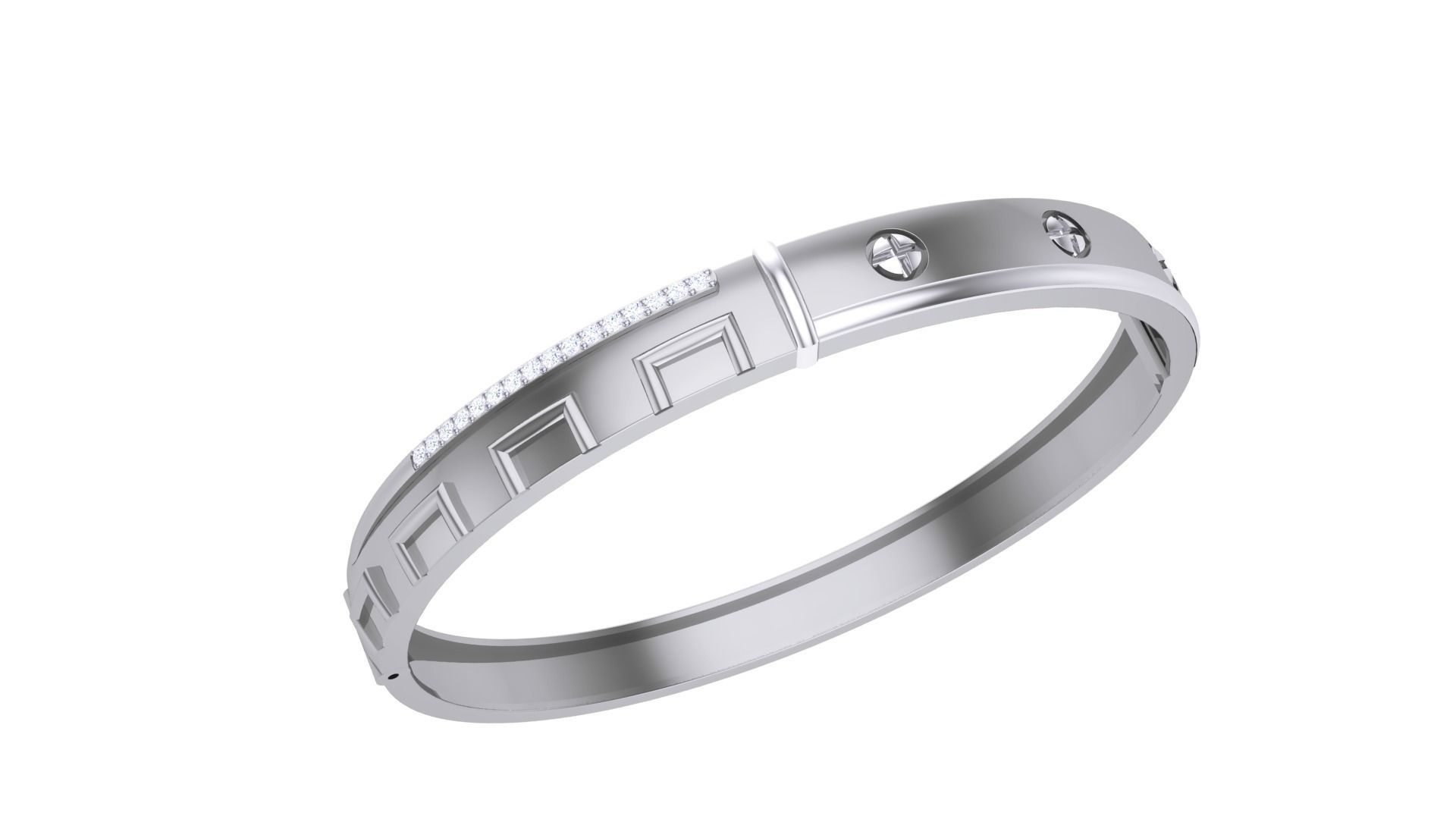 Screw Head Solid Diamond Unisex Bracelets 3dm stl renders obj 3D print model_1