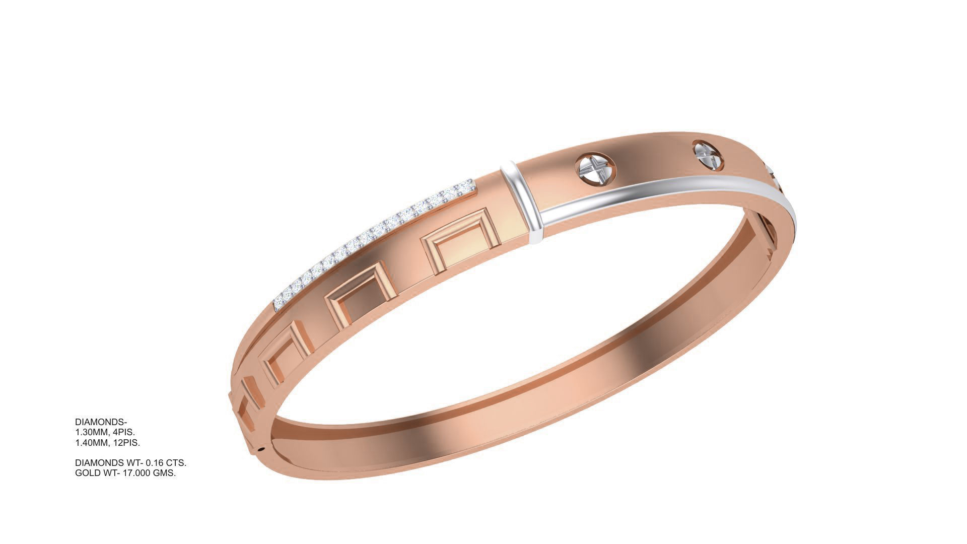 Screw Head Solid Diamond Unisex Bracelets 3dm stl renders obj 3D print model_4