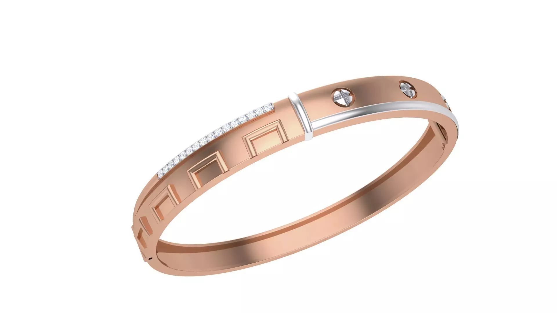 Screw Head Solid Diamond Unisex Bracelets 3dm stl renders obj 3D print model_0