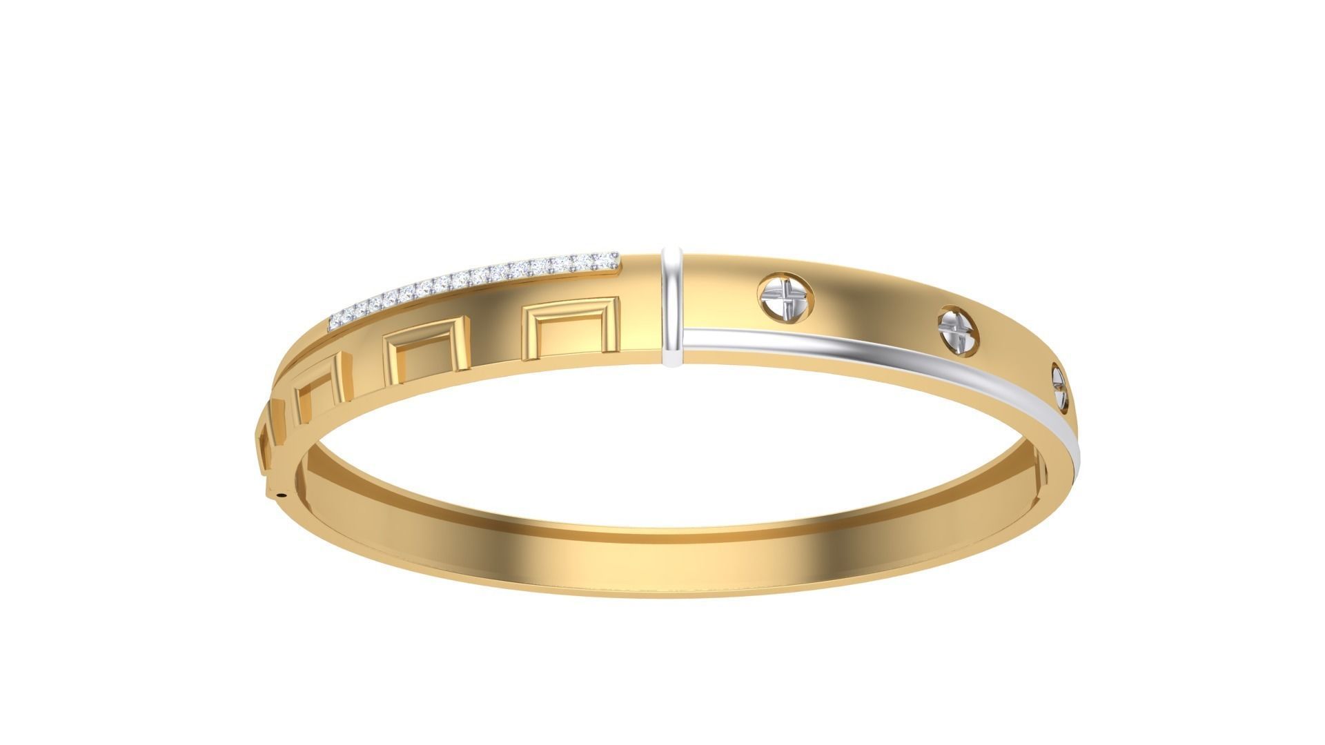 Screw Head Solid Diamond Unisex Bracelets 3dm stl renders obj 3D print model_6