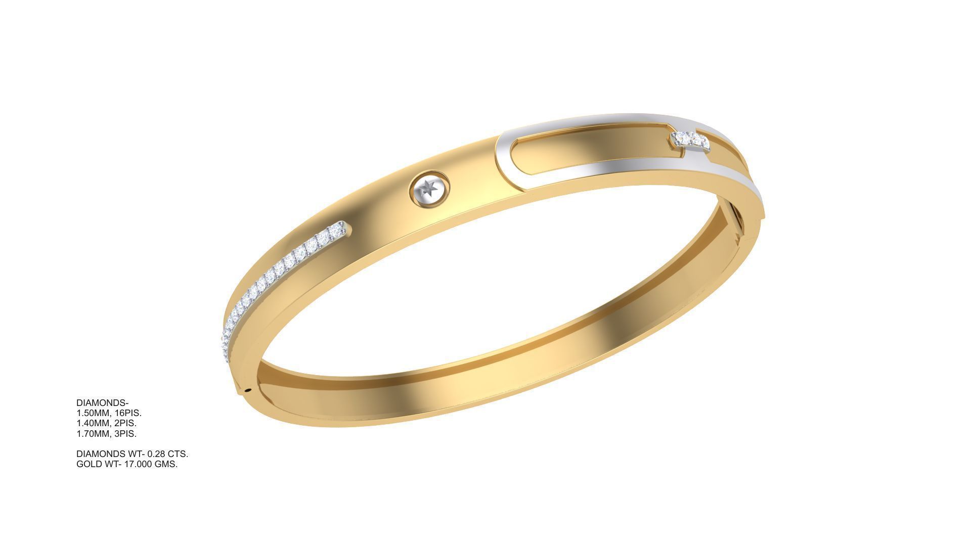 Screw Head Solid Diamond Unisex Bracelets 3dm stl renders obj  3D print model_4