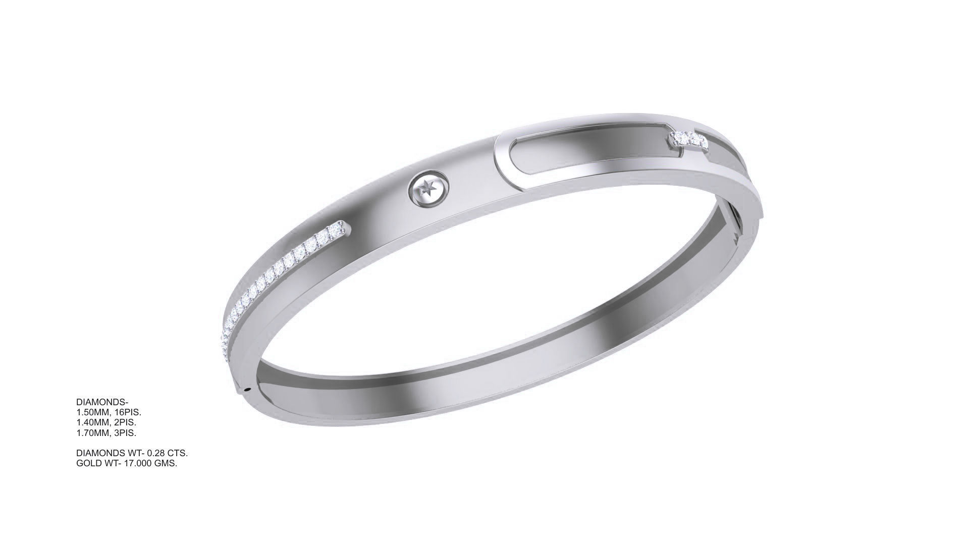Screw Head Solid Diamond Unisex Bracelets 3dm stl renders obj  3D print model_5