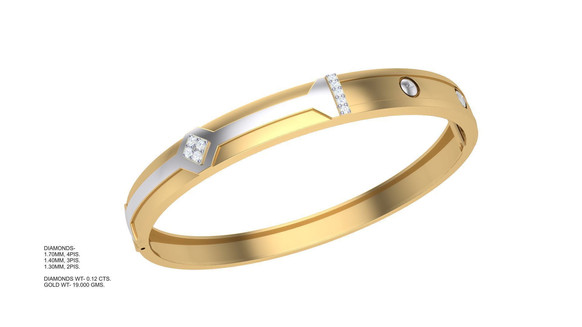 Screw Head Solid Diamond Unisex Bracelets 3dm stl renders obj 3D print model_4