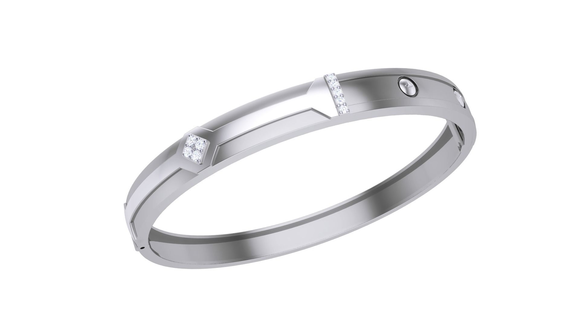 Screw Head Solid Diamond Unisex Bracelets 3dm stl renders obj 3D print model_1