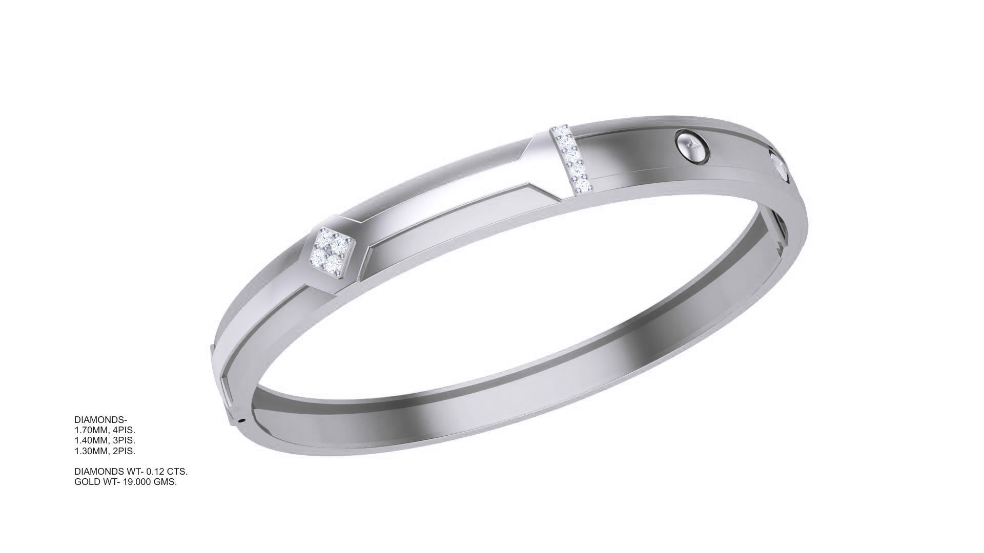 Screw Head Solid Diamond Unisex Bracelets 3dm stl renders obj 3D print model_3