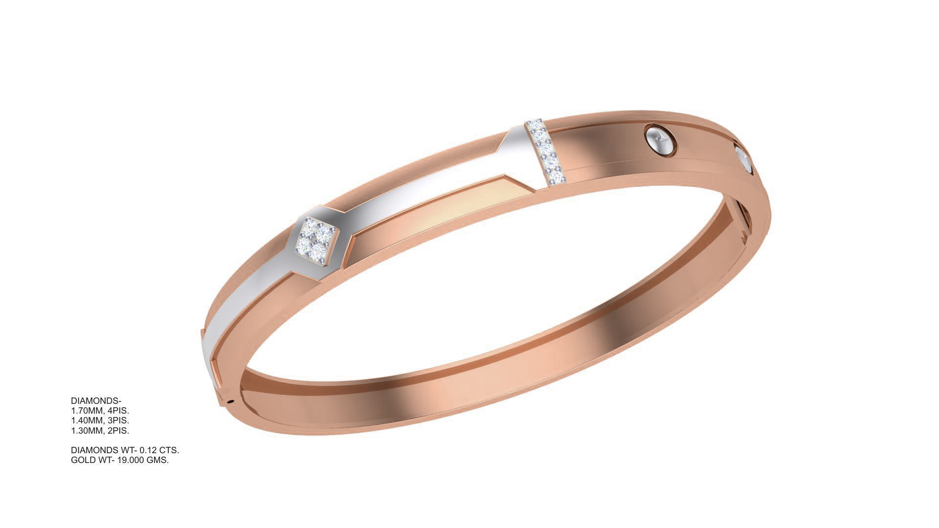 Screw Head Solid Diamond Unisex Bracelets 3dm stl renders obj 3D print model_5