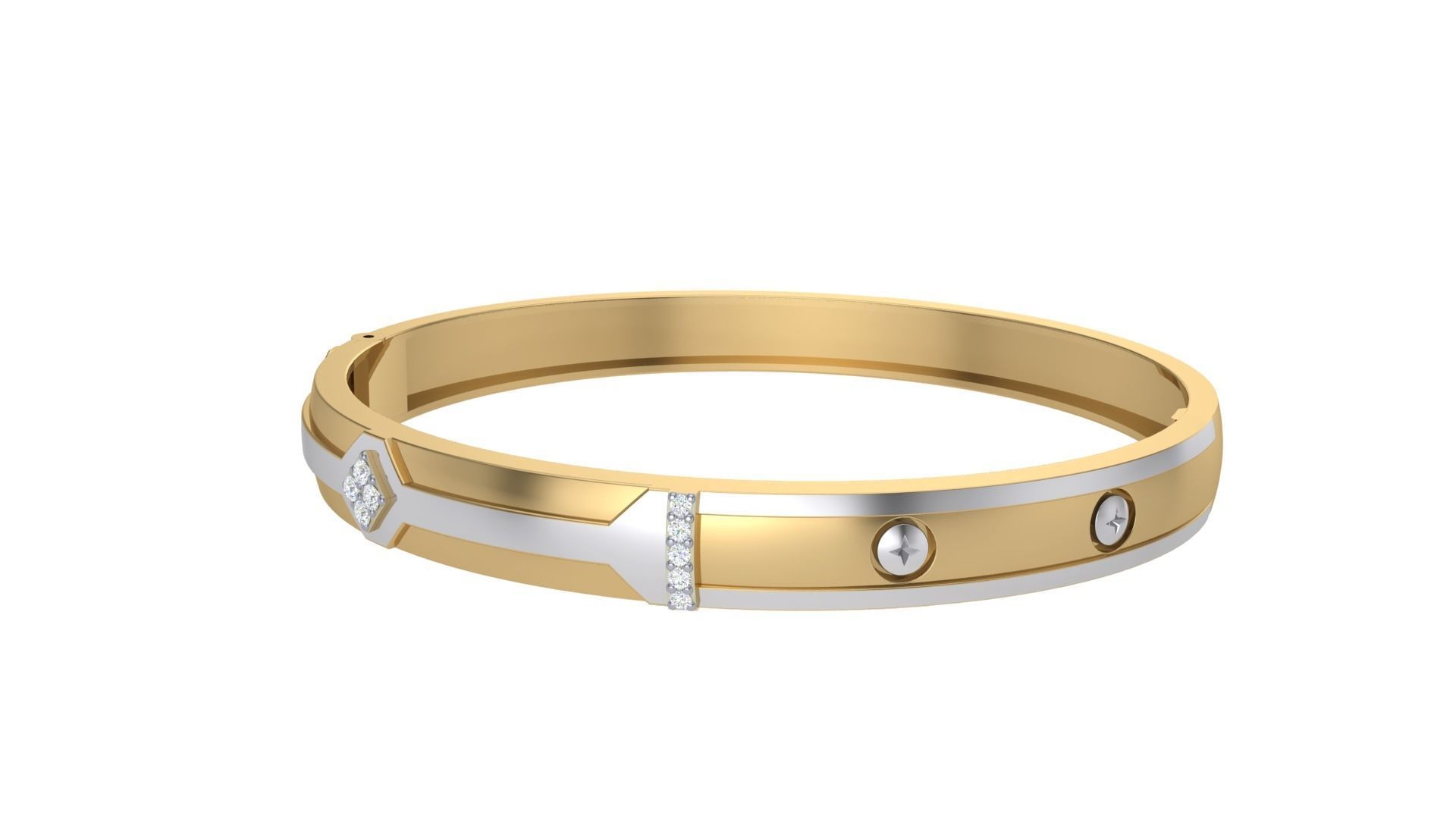 Screw Head Solid Diamond Unisex Bracelets 3dm stl renders obj 3D print model_12