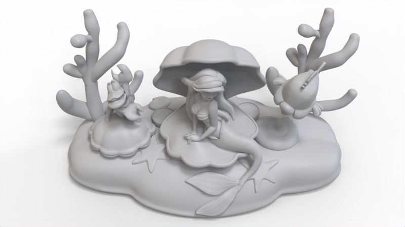 Ariel LITTLE MERMAID DIORAMA  3D print model_5