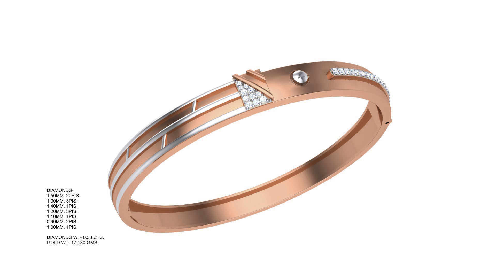 Screw Head Solid Diamond Unisex Bracelets 3dm stl renders obj 3D print model_3