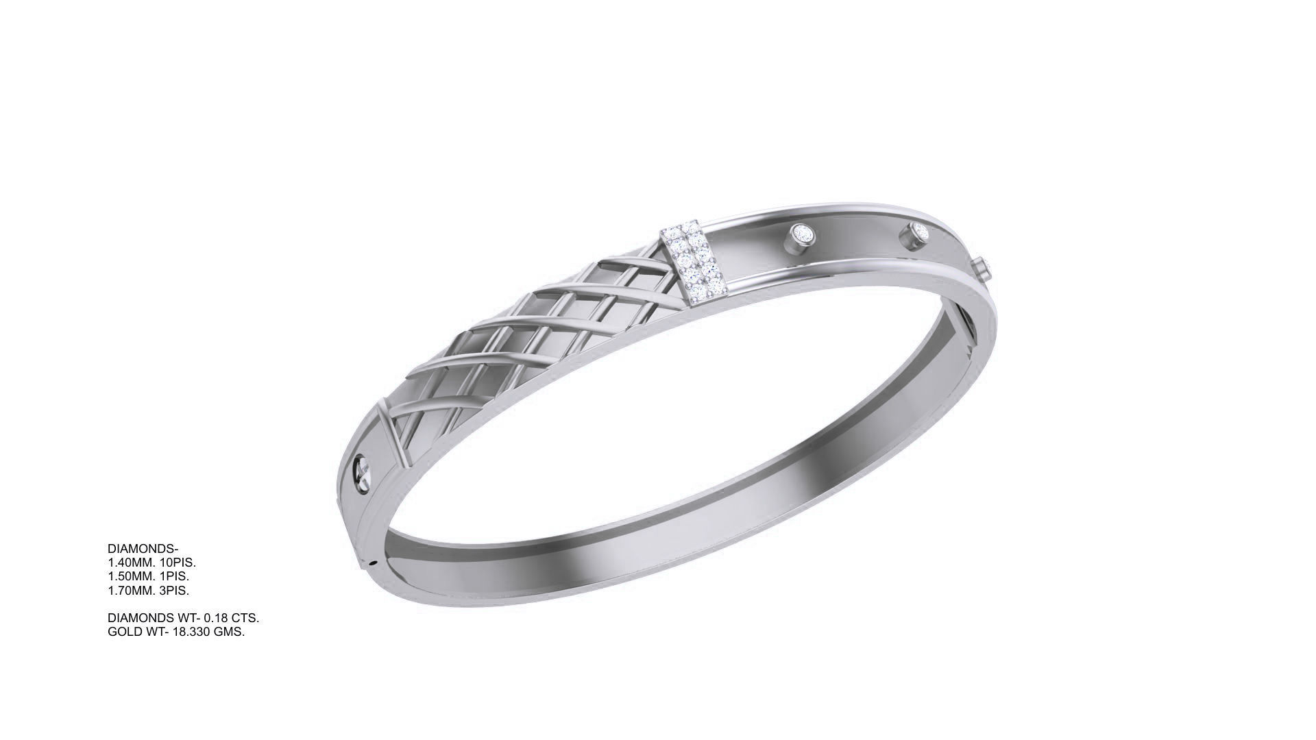 Screw Head Solid Diamond Unisex Bracelets 3dm stl renders obj 3D print model_5