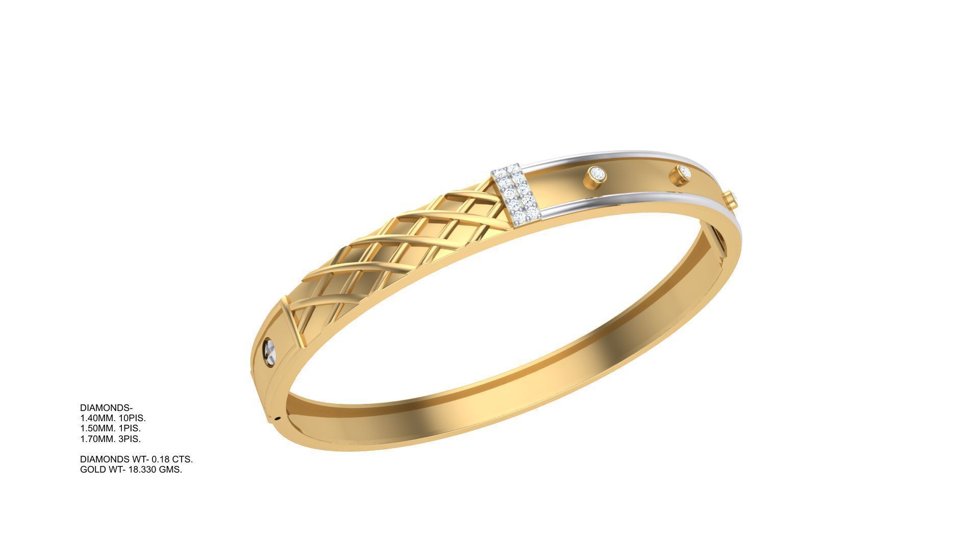 Screw Head Solid Diamond Unisex Bracelets 3dm stl renders obj 3D print model_4