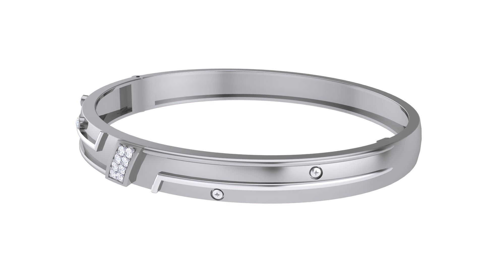 Screw Head Solid Diamond Unisex Bracelets 3dm stl renders obj  3D print model_11
