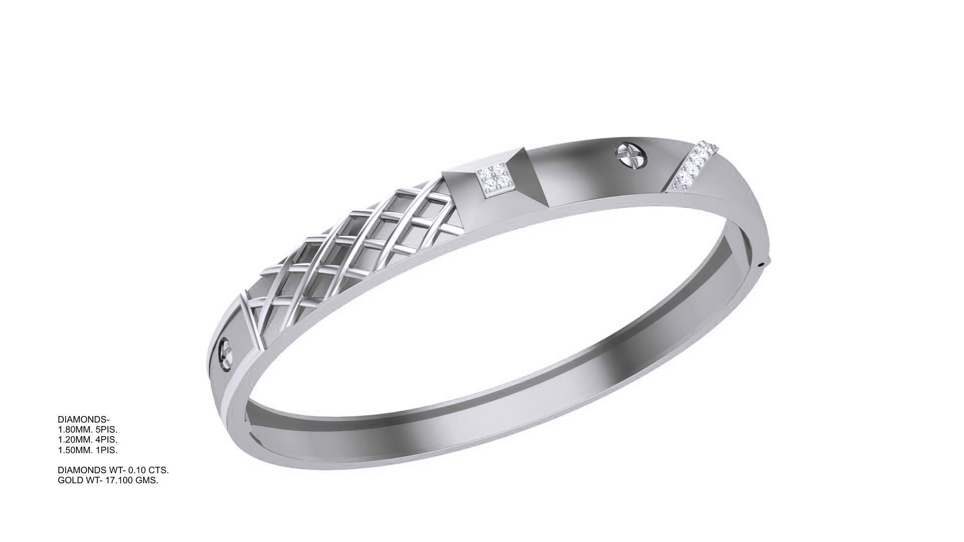 Screw Head Solid Diamond Unisex Bracelets 3dm stl renders obj  3D print model_4